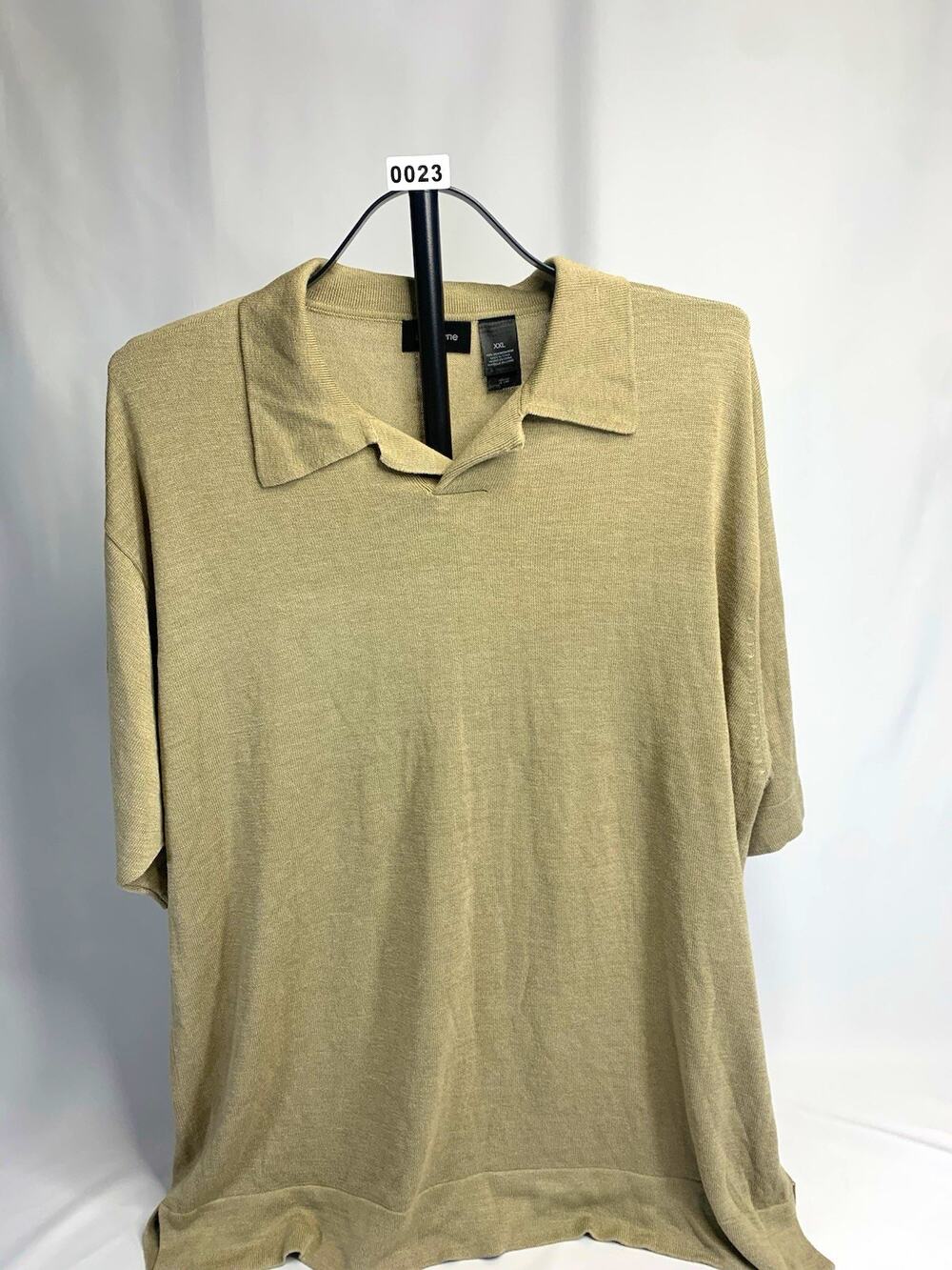 Claiborne Men's Beige Solid Knit Silk Polo Shirt Button Collared 2XL